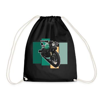 Bobber // Custom // Motorcycle - Drawstring Bag - black - Front
