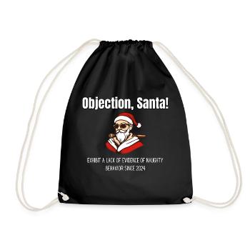 Objection, Santa! - funny christmas design for law - Drawstring Bag - black - Front