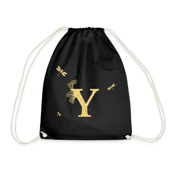 Lettre y paillettes doré libellule - idée cadeau - Sac de sport léger - noir - Devant