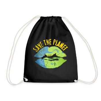 Save the world vintage look - Drawstring Bag - black - Front