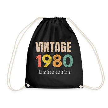 Vintage 1980 Limited Edition - Jubiläum - Turnbeutel - Schwarz - Vorne