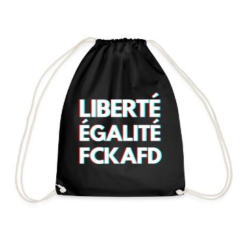 FCKAFD – Freiheit, Gleichheit, Solidarität - Turnbeutel - Schwarz - Vorne
