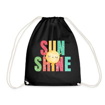Sonne scheint Retro Sommer Urlaub - Turnbeutel - Schwarz - Vorne
