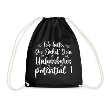 unfassbares potential achtsamkeit motivation - Turnbeutel - Schwarz - Vorne