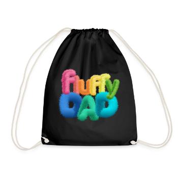 Fluffy Dad – Farbenfrohe, flauschige Typografie - Turnbeutel - Schwarz - Vorne