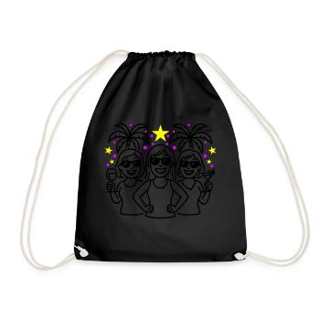Girls Holiday Party Palm Trees - Drawstring Bag - black - Front