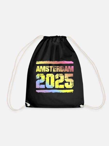 Amsterdam 2025 Bunt - Turnbeutel - Schwarz