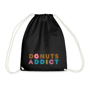 Donuts addict croc - Drawstring Bag - black - Front