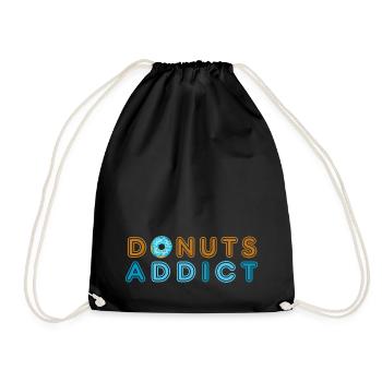 Donuts addict blue - Drawstring Bag - black - Front