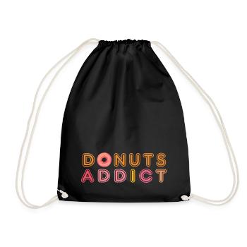 Donuts süchtig rosa Karamell - Turnbeutel - Schwarz - Vorne