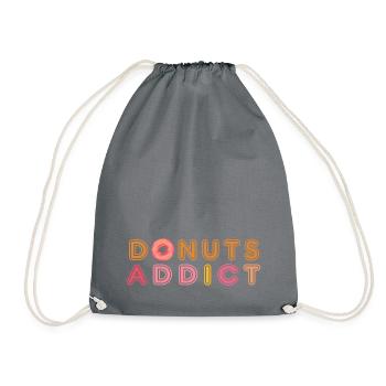 Donuts addict pink caramel - Drawstring Bag - grey - Front