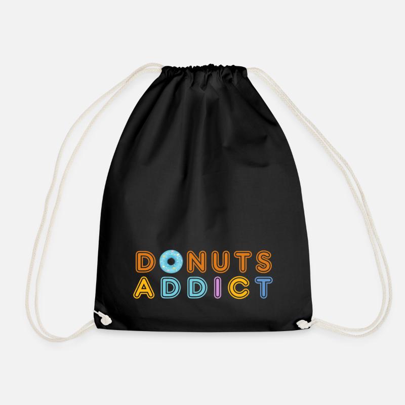 Donuts addict blue stars - Drawstring Bag - black