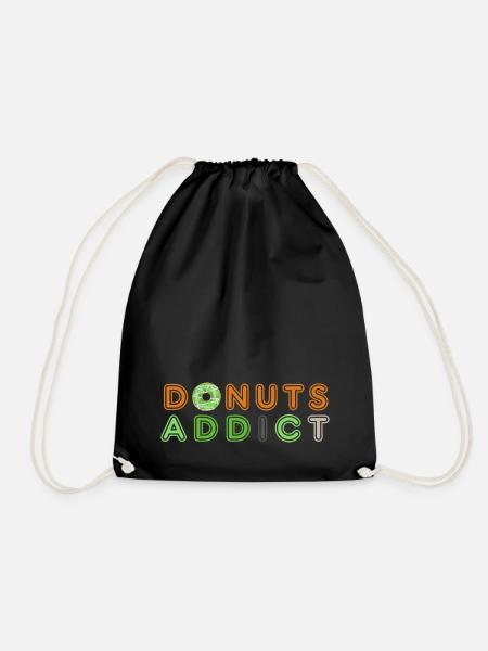 Donuts addict green - Drawstring Bag - black