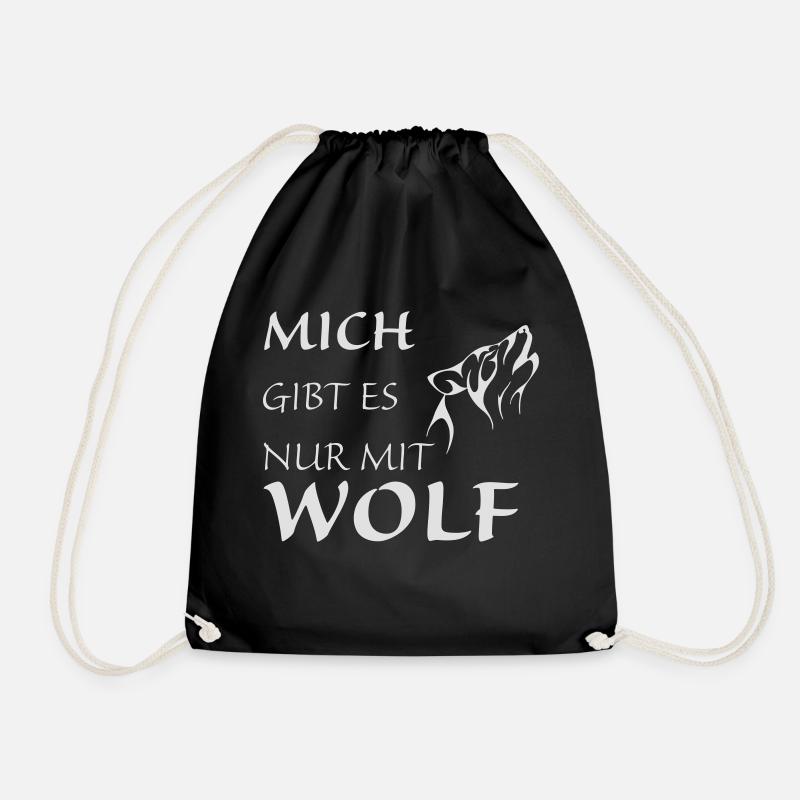 Nur mit Wolf - Turnbeutel - Schwarz