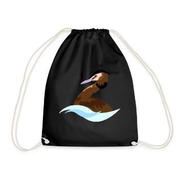 Haubentaucher Logo - Turnbeutel - Schwarz - Vorne