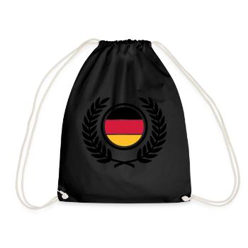 Deutschland (Flagge & Lorbeerkranz) - Turnbeutel - Schwarz - Vorne