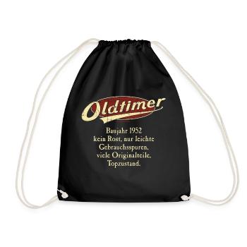 Geburtstag Oldtimer Baujahr 1952 retro usedlook - Turnbeutel - Schwarz - Vorne