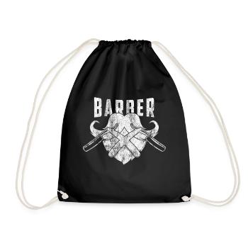 Barber shop barbers barber shirt gift beard - Drawstring Bag - black - Front
