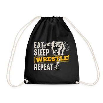 Eat Sleep Wrestle Repeat - Ringer Ringen Ringerin - Turnbeutel - Schwarz - Vorne