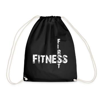Fitness first white - Drawstring Bag - black - Front
