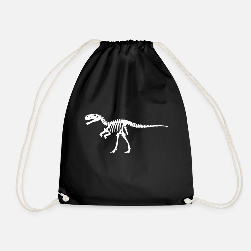 Dinosaur skeleton! White - Drawstring Bag - black