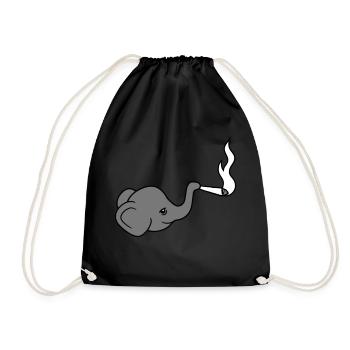 elephant head bekiff kiffen joint stoned weed ca - Drawstring Bag - black - Front