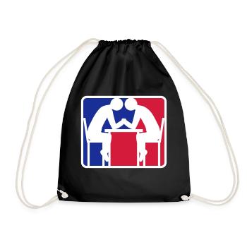arm wrestling red blue logo button wrestle Armwrestli - Drawstring Bag - black - Front