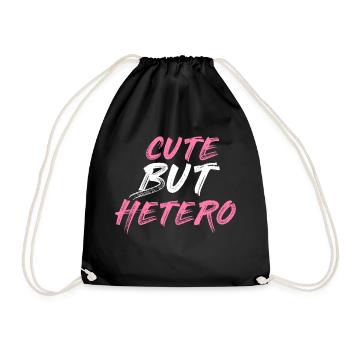 Cute but hetero | Gift for women and men. - Drawstring Bag - black - Front