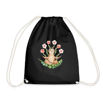 Sloth Yoga Meditation Zen Design - Drawstring Bag - black - Front