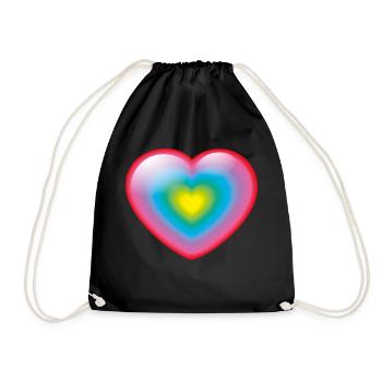 Smiley Rainbow Heart - Drawstring Bag - black - Front