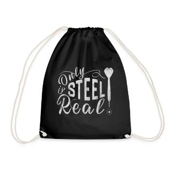 Darts Only Steel is Real Darten Dart Arrow Steel - Drawstring Bag - black - Front