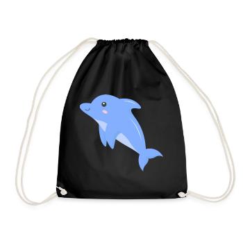 Delfinbaby Kleiner Delfin Kinder Damen Herren - Turnbeutel - Schwarz - Vorne