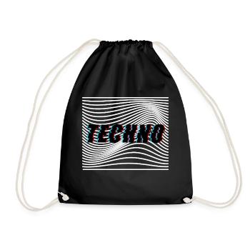 Techno Wellen Trippy Psychedelisch - Turnbeutel - Schwarz - Vorne
