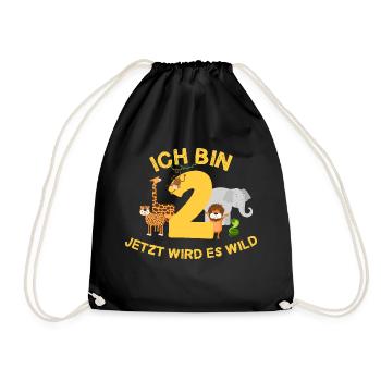 Ich bin 2 Jahre 2. Geburtstag Geschenk - Turnbeutel - Schwarz - Vorne