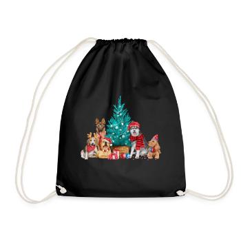Merry Christmas Dogs - Turnbeutel - Schwarz - Vorne