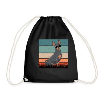 Iconic Rehpinscher Vintage Motif Pinscher Gassi - Drawstring Bag - black - Front