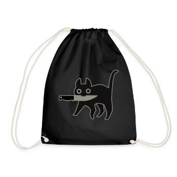 GattoColtello_Black - Drawstring Bag - black - Front