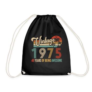 Vintage 1975 Anniversary 46 years to be Awesome - Drawstring Bag - black - Front