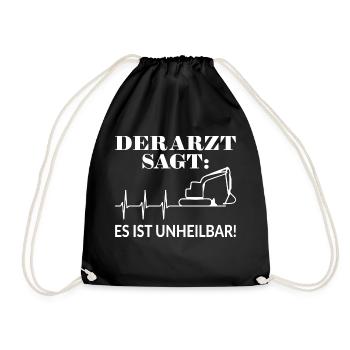 Baggerfahrer Geschenkidee Bagger Spruch - Turnbeutel - Schwarz - Vorne