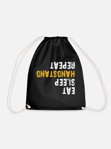 Essen Schlaf Handstand wiederholen - Turnbeutel - Schwarz