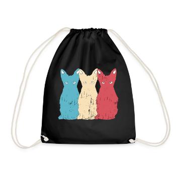 Cat Vector Animal Pet Kitten retro Grunge - Drawstring Bag - black - Front