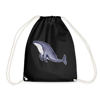 baleine - rorqual bleu - aquarelle - Sac de sport léger - noir - Devant