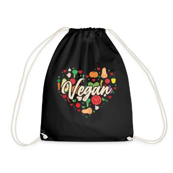 Vegetable Vegan Heart - Turnbeutel - Schwarz - Vorne