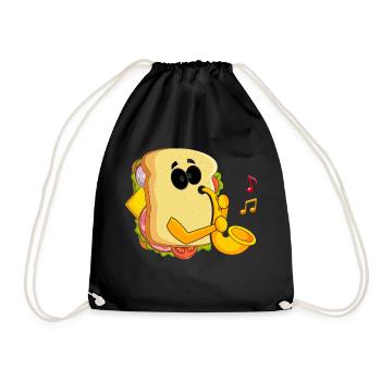 Saxophonist Saxophone Cheese Music Musicians - Drawstring Bag - black - Front