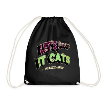Cat Face Tshirts Birthday Present Pet Lover Happy - Drawstring Bag - black - Front