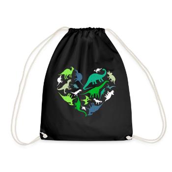 Dinosaur Heart Future Paleontologist Dinosaurs - Drawstring Bag - black - Front