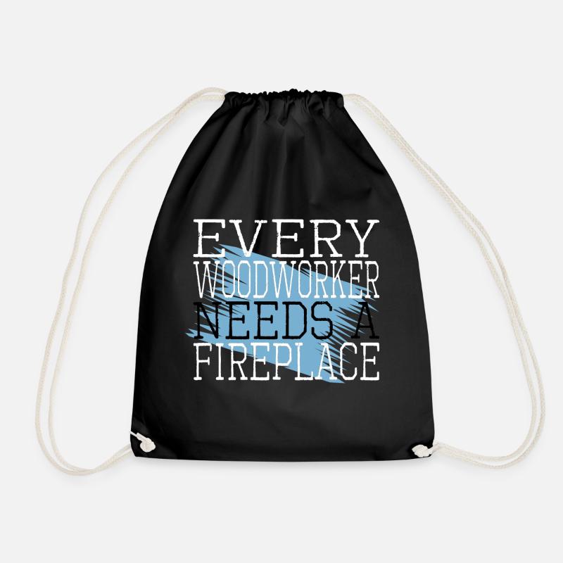 wood cool carpenter quotes tshirts - Drawstring Bag - black