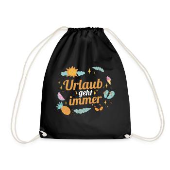 Urlaub geht immer - Turnbeutel - Schwarz - Vorne