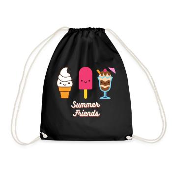 Print shirt, Sommer t-shirt, shirt - Turnbeutel - Schwarz - Vorne