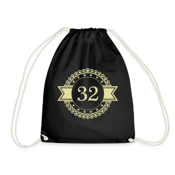 32 Number Emblem - Drawstring Bag - black - Front